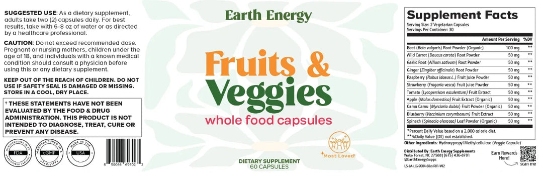 Fruits & Veggies Label - Earth Energy
